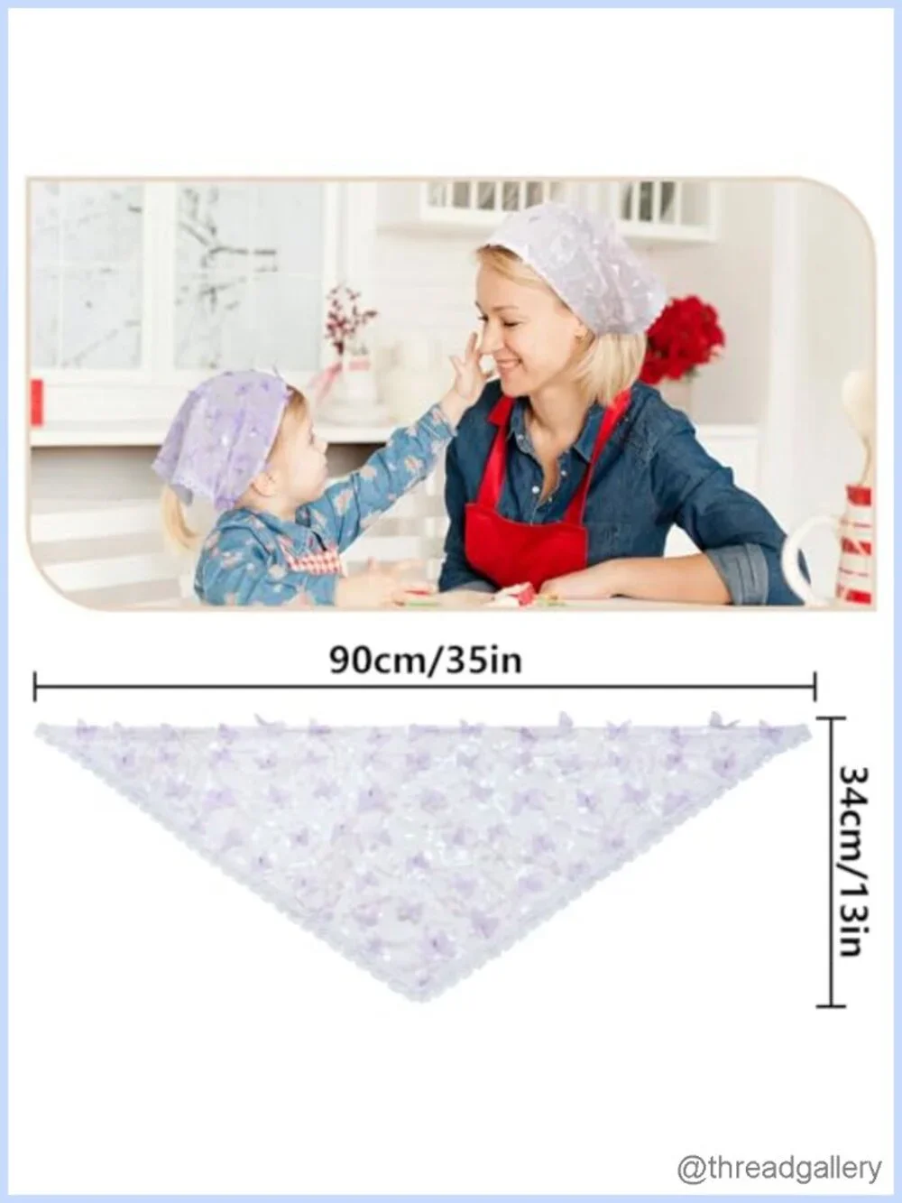 Floral Lace Head Scarf Triangle Bandana Women Boho Hair Accessory